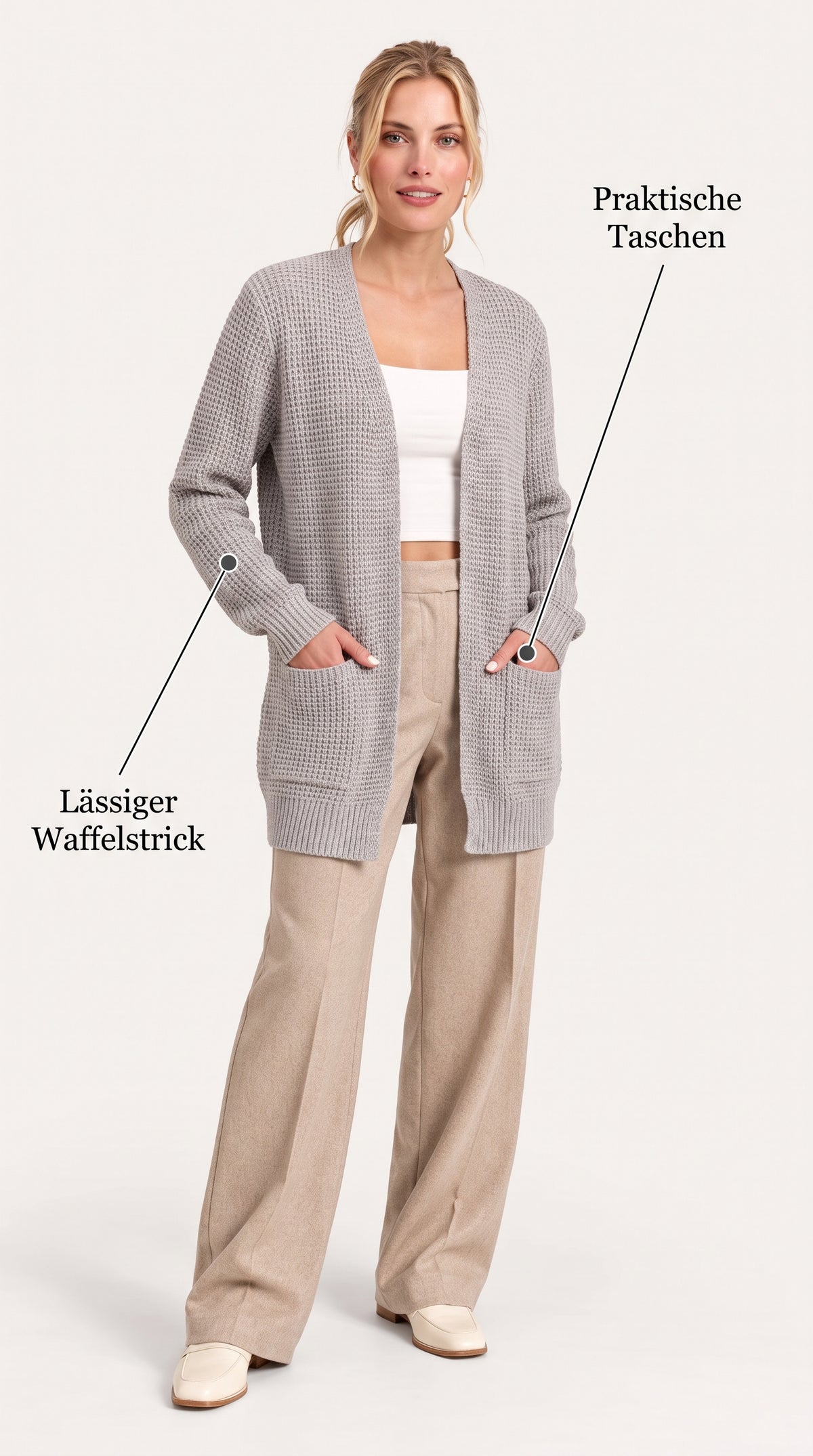 Nancy | Lässiger Strick-Cardigan mit praktischen Taschen