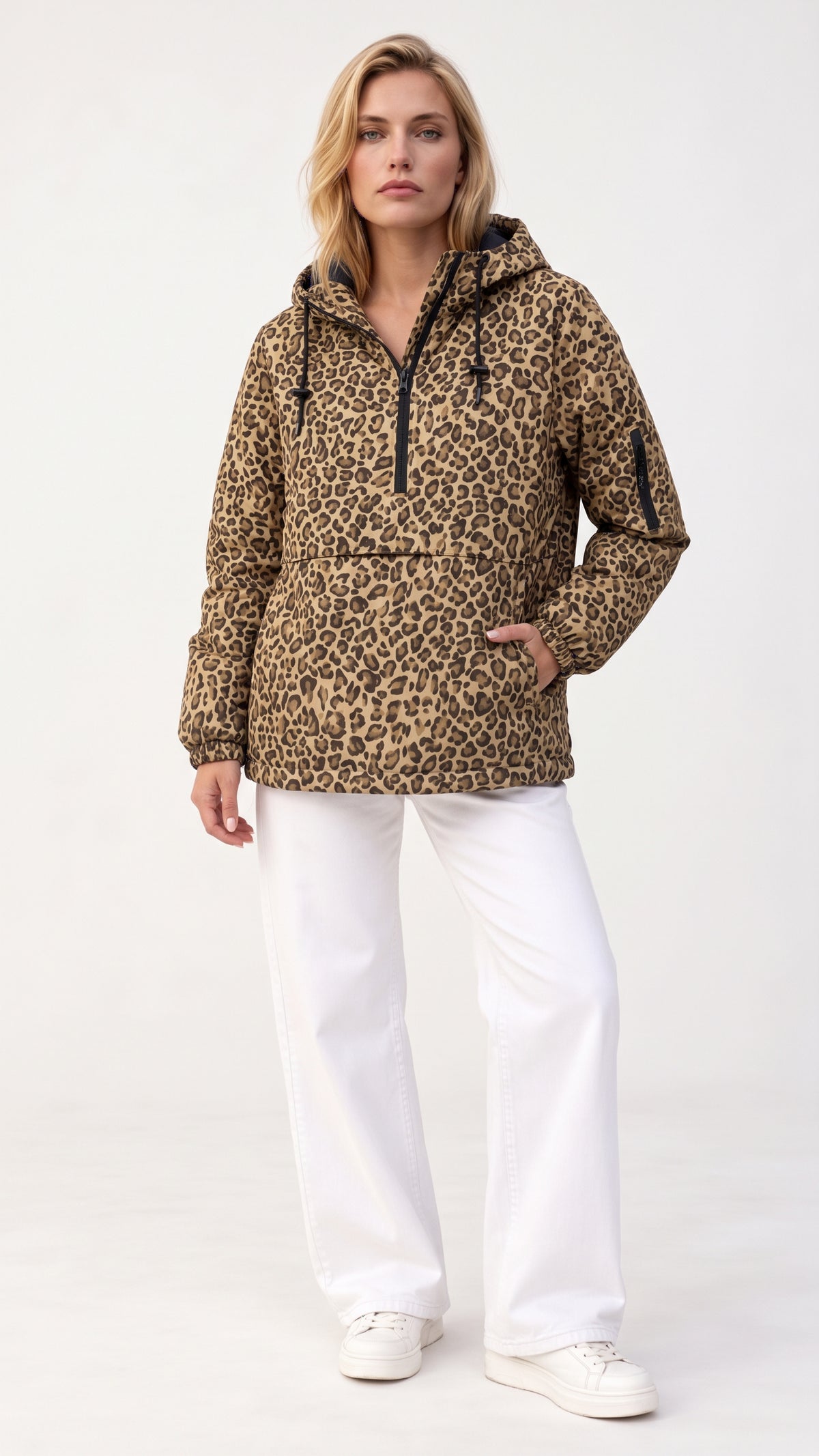 Leo-Urban - Kapuzenpullover mit leopardenmuster und kängurutasche