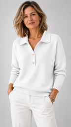 Adaline Polo-Strickpullover in Haferbeige