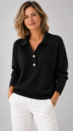 Adaline Polo-Strickpullover in Haferbeige