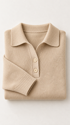 Adaline Polo-Strickpullover in Haferbeige – Verarbeitung