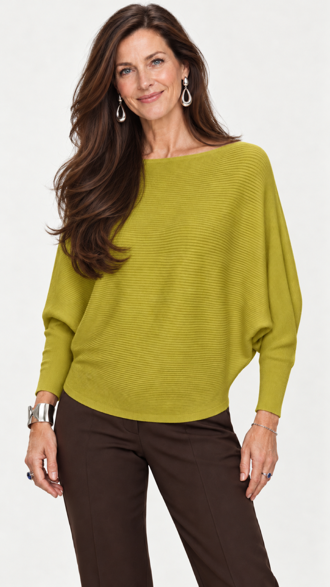 Strickpullover mit U-Boot-Ausschnitt – Gelb – Vorderansicht