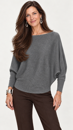 Strickpullover mit U-Boot-Ausschnitt – Grau – Vorderansicht