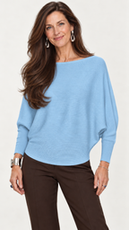 Strickpullover mit U-Boot-Ausschnitt – Hellblau – Vorderansicht