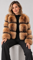 Dacy – Braune Kunstfelljacke im legeren Look