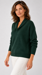 Genevra – Strickpullover in Waldgrün, Seitenansicht