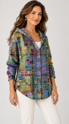 Halcyon Patchwork-Strickjacke Bunt – 03-lateral