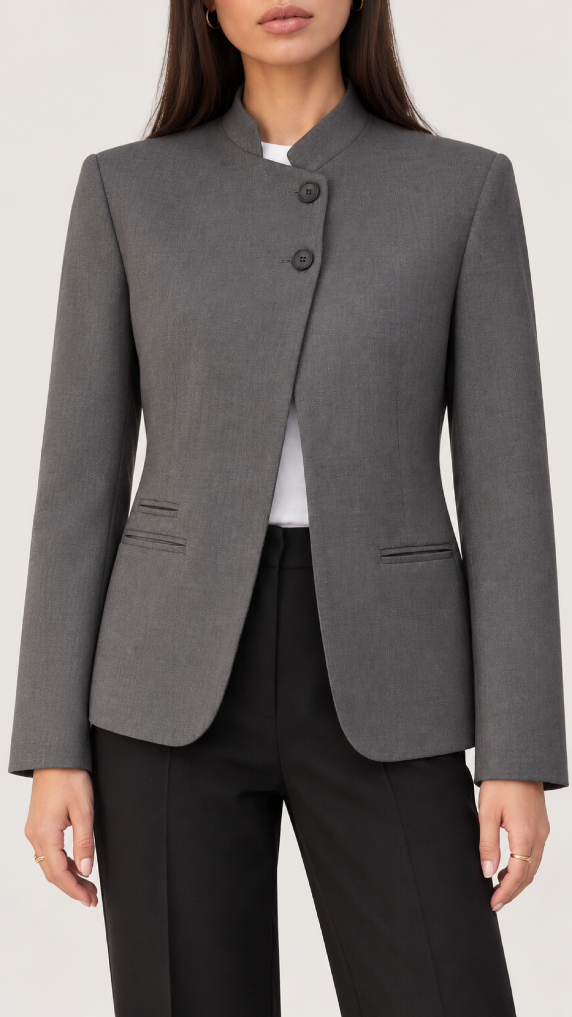 Leonora Blazer mit Stehkragen – Grau – Blazer im Detail