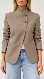 Leonora Blazer mit Stehkragen – Khaki – Blazer im Detail
