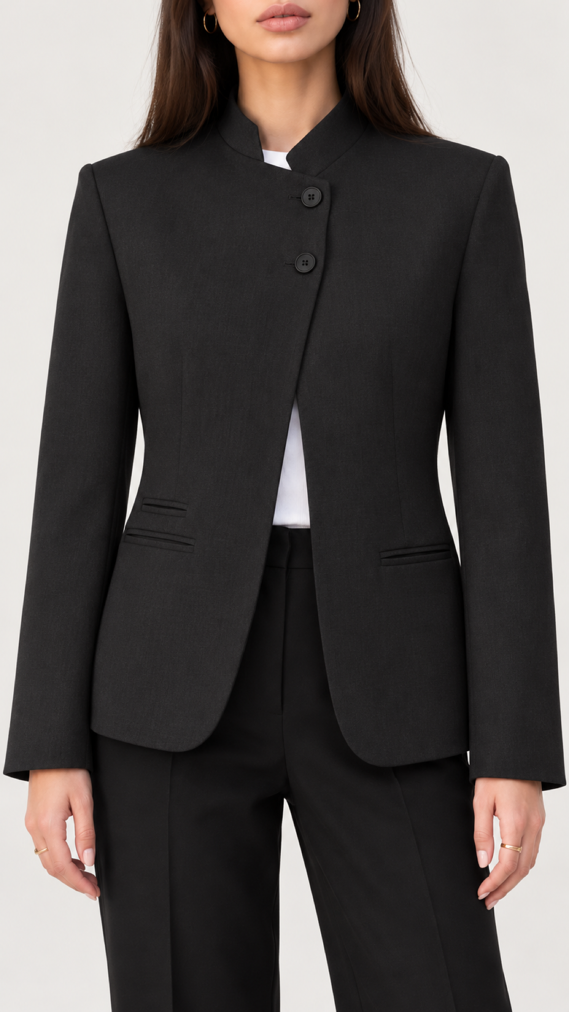 Leonora Blazer mit Stehkragen – Schwarz – Blazer im Detail