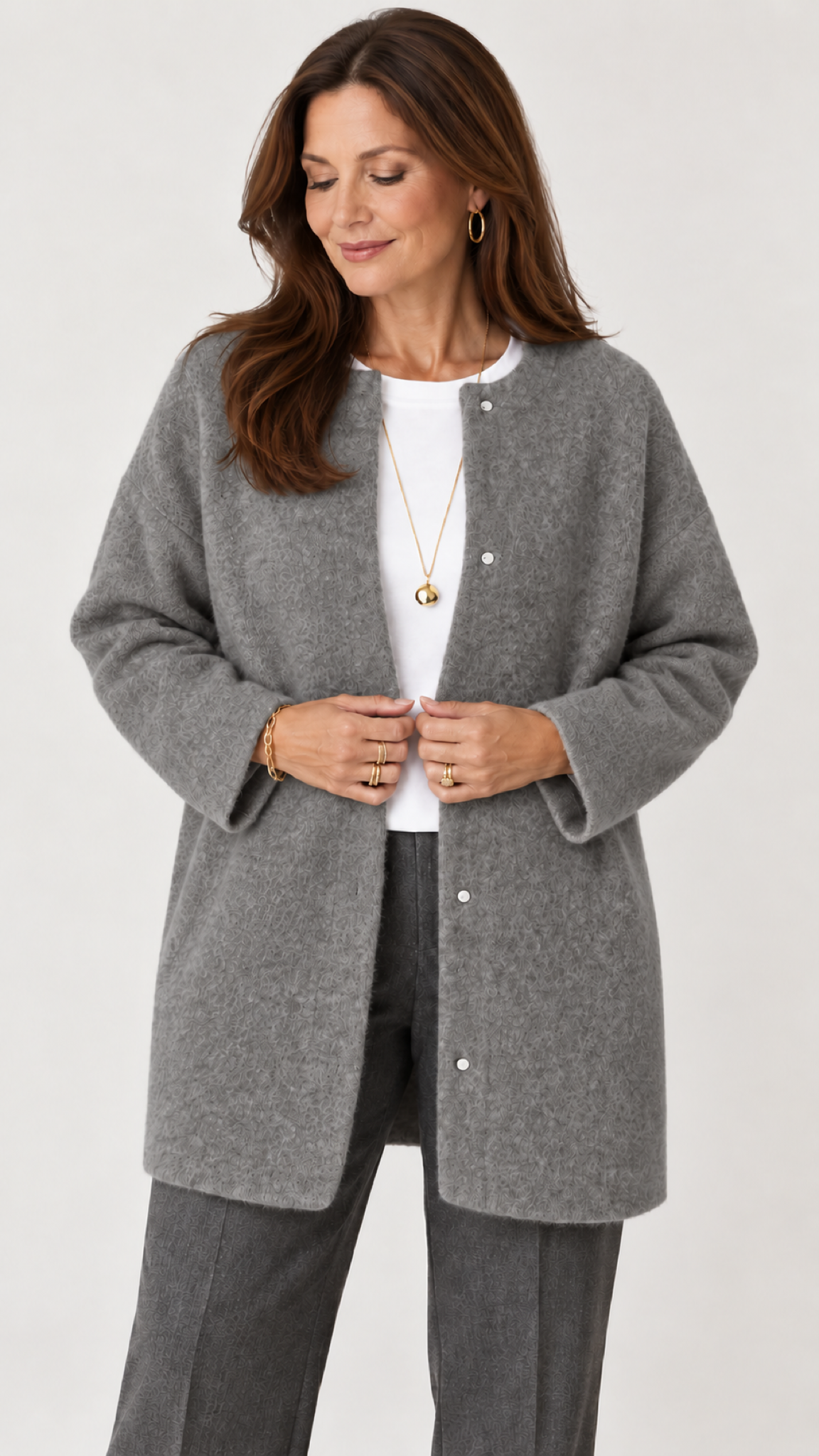 Ruperta Strickjacke in Grau – detalhe