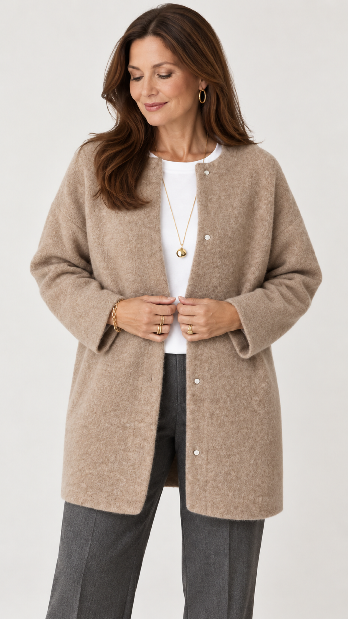 Ruperta Strickjacke in Beige – detalhe