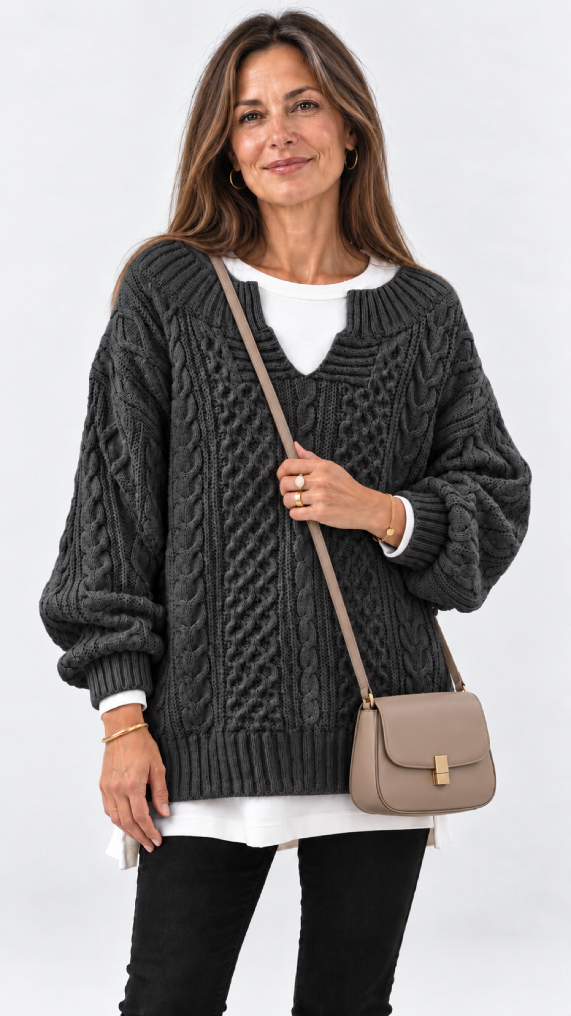 Stacy Oversize-Strickpullover – Schwarz – Ansicht 11