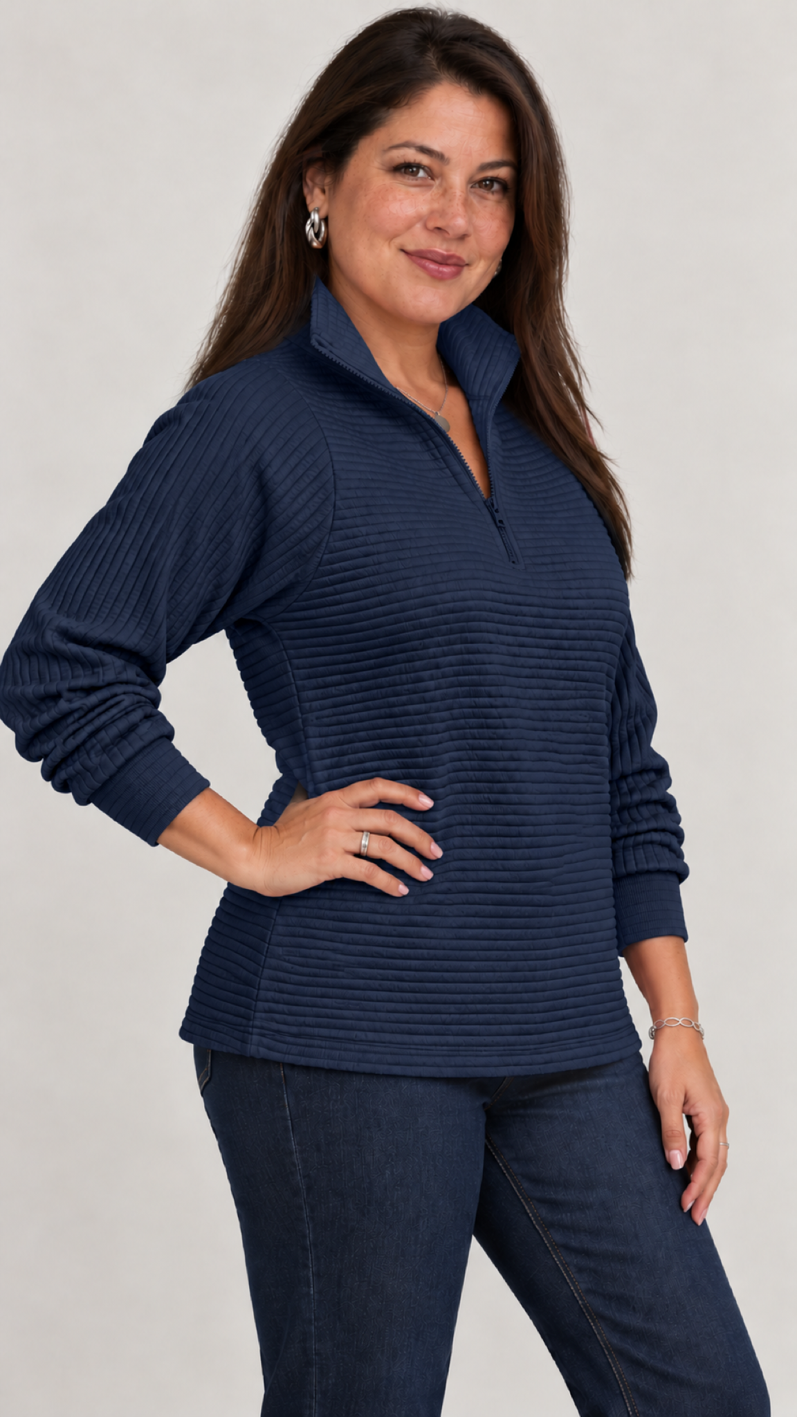 Vilja Pullover in Blau – lateral