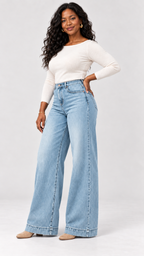Wide-Leg Jeans in Himmelblau – lateral