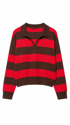 Marit – Gestreifter Strickpullover, Rot/Braun