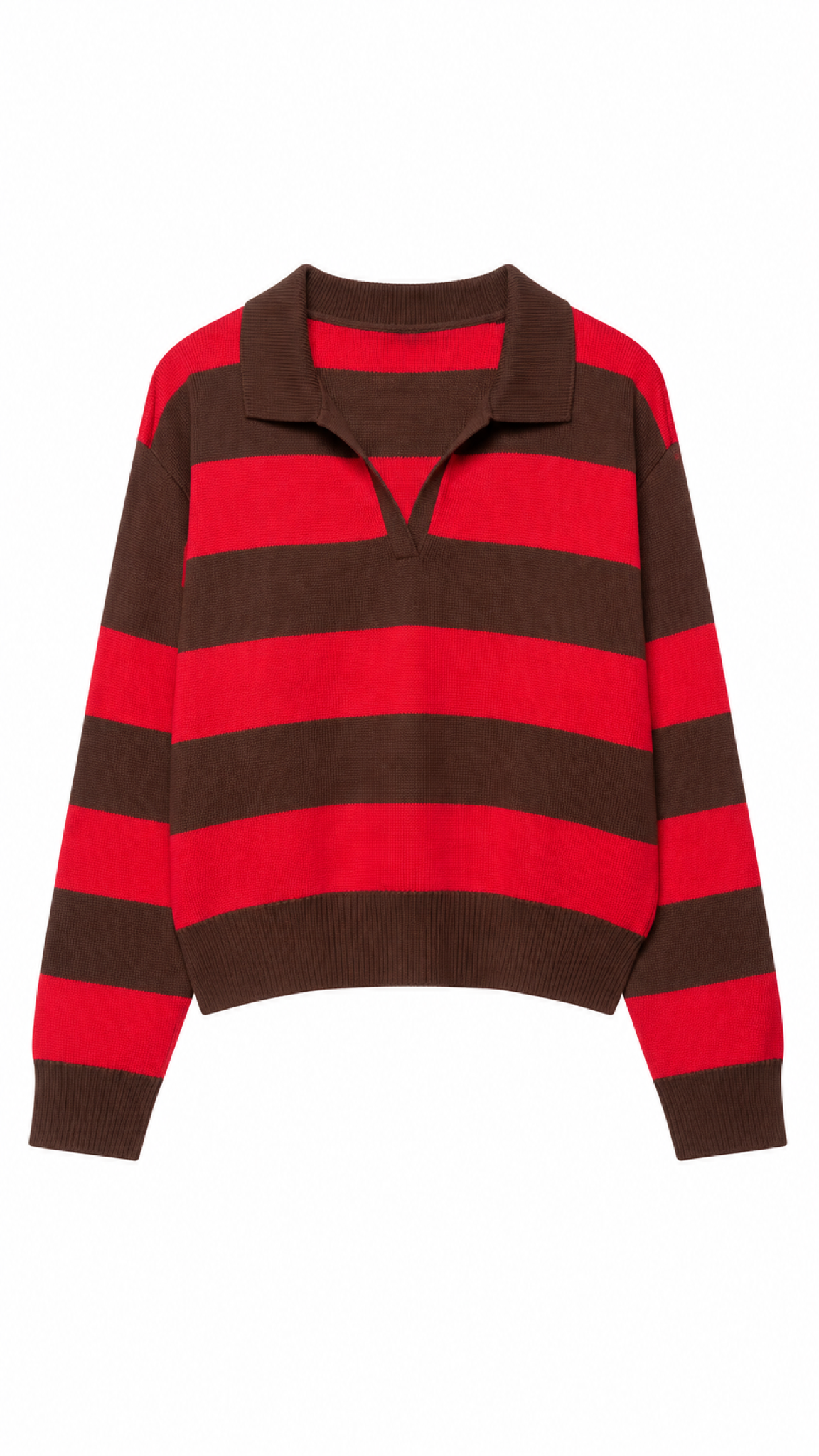 Marit – Gestreifter Strickpullover, Rot/Braun