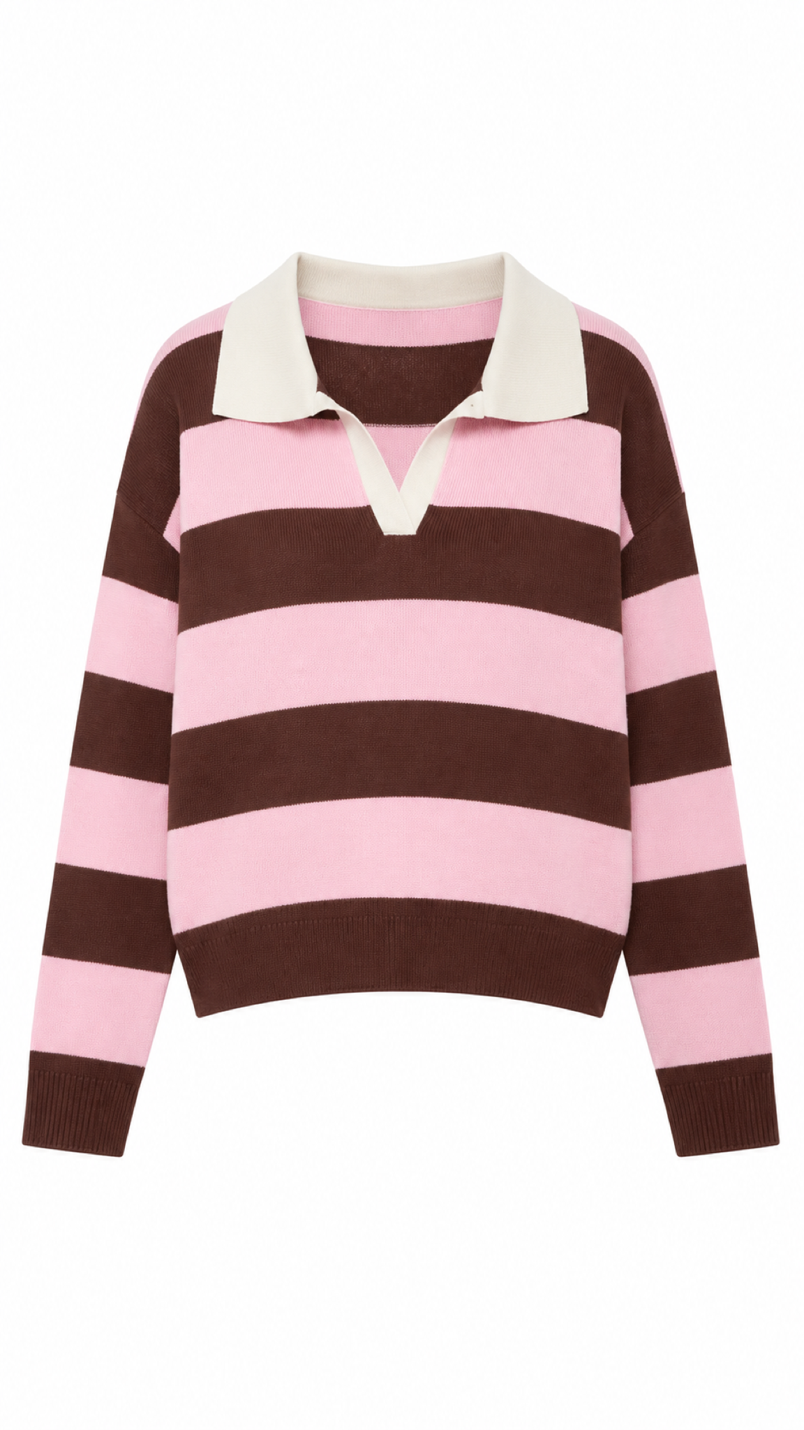 Marit – Gestreifter Strickpullover, Rosa/Braun