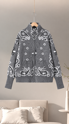 Silja Jacquard-Strickjacke mit Paisleymuster – Hellgrau